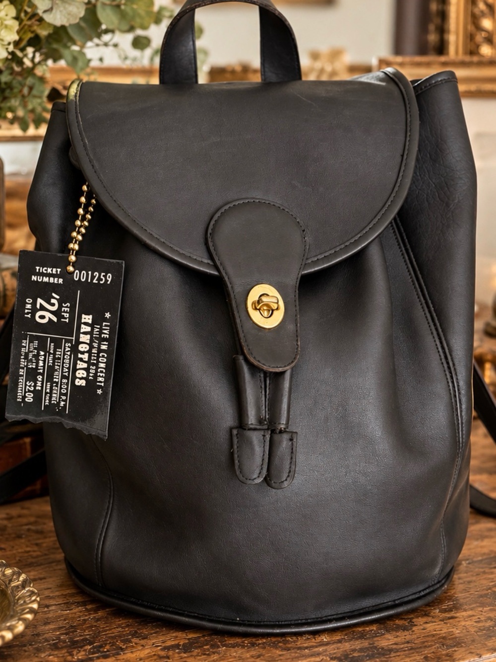 Vintage Coach 9943 Black Leather Daypack
Backpack Travel Bag